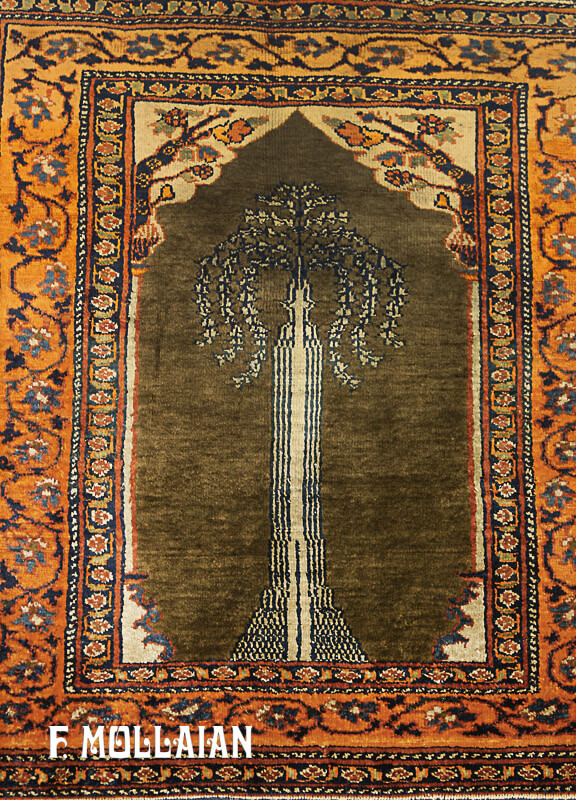 Tapis Couloir Persan Antique Heriz Soie n°:87662053